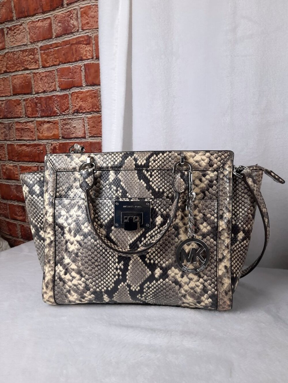 Michael Kors Python Snakeskin Satchel Bag - Picture 2 of 12